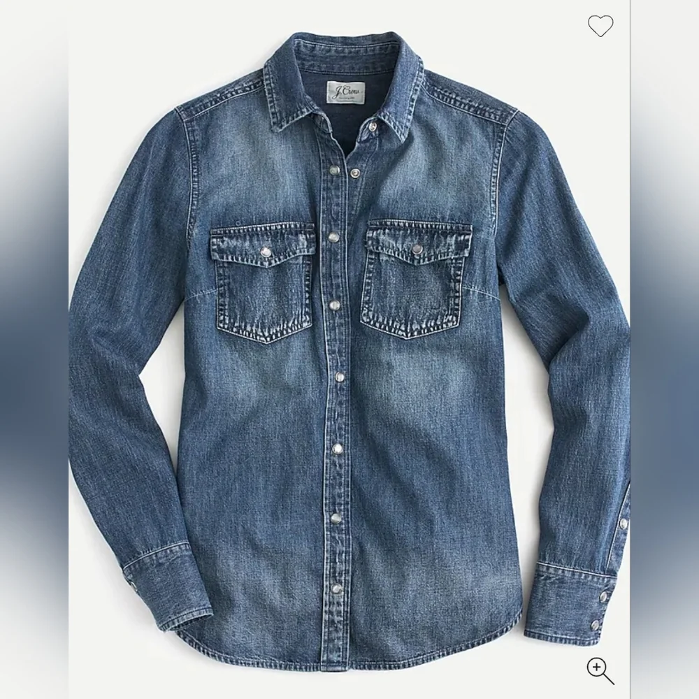 ❤️ J CREW CHAMBRAY WESTERN SHIRT / TOP WITH SNAP SHELL BUTTONS, 6 - Picture 2 of 11